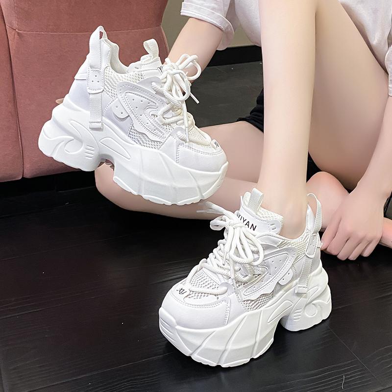 Fashion 9CM Autumn Women Casual Sports Shoes All-match Comfortable Women's Chunky Sneakers Breathable Mesh Spring High Platform Shoes