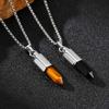 Herren Trendy Geometrische Unregelmäßige Edelstahl Halskette, Hochwertiger Schwarzer Achat Tigerauge Naturstein Anhänger Schmuck