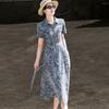 Women's Retro Denim A-Line Midi Dress