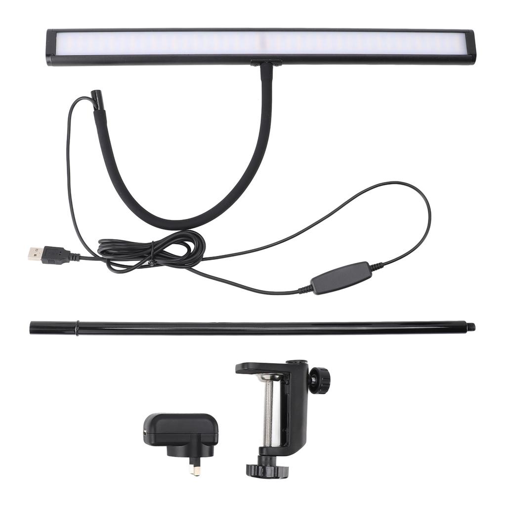 Clamp Desk Lamp Eye Caring Dimmable 3 Color Temp Adjustable Gooseneck LED Table Light with USB