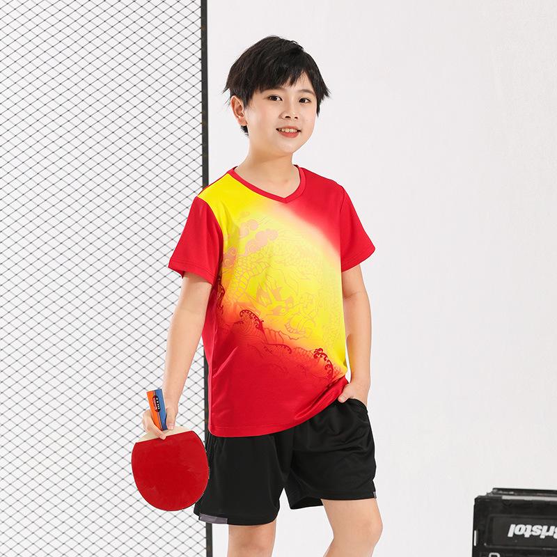 Unisex Kids' Quick-Dry Breathable Badminton Short Sleeve Shirt