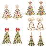 Crystal Xmas Dangle Earrings Star Christmas Bell Pendant Trendy Merry Christmas Earrings  Winter