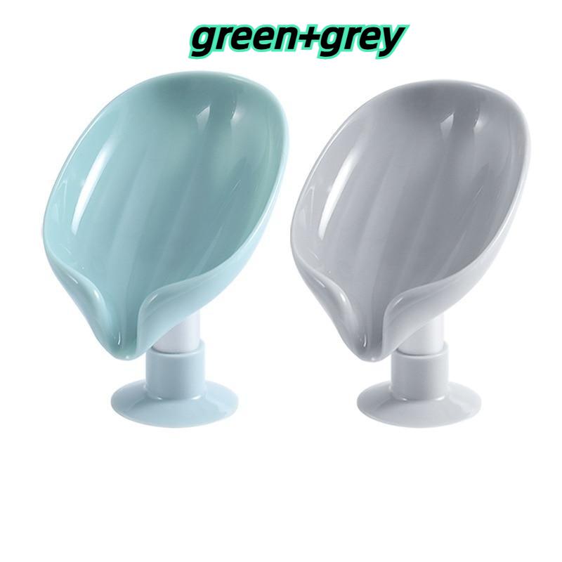 2PCS Suction Cup Soap Dish For Bathroom Shower Portable Leaf Soap Holder Plastic Sponge Tray For Kitchen Bathroom Accessories