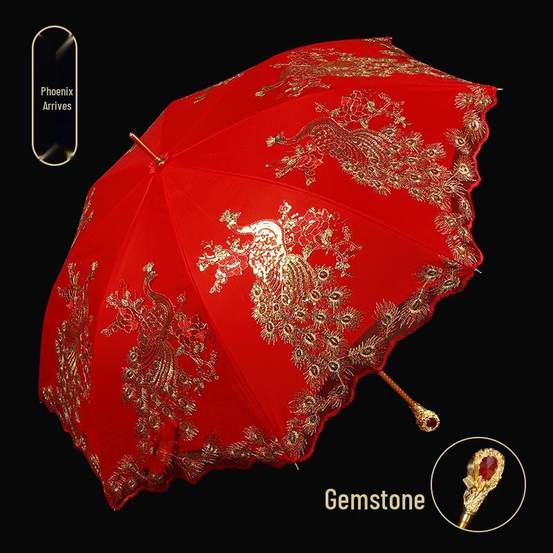 Chinese-Style Red Wedding Umbrella for Brides – A Traditional Dowry and Celebration Accessory