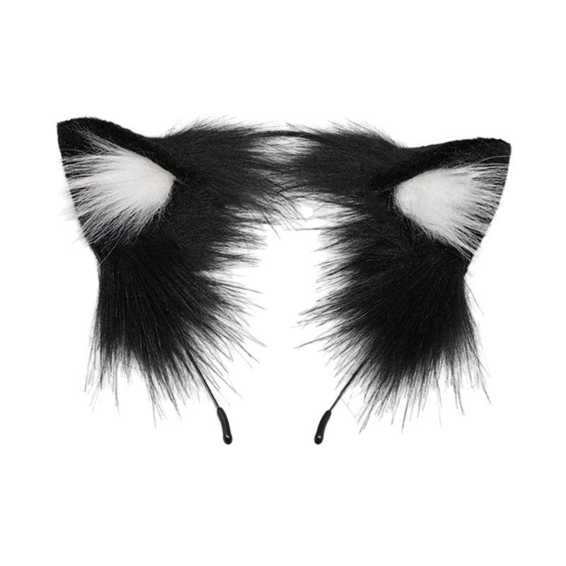 Lovely Plush Tail Animal Tail Cats Ears Headband Foxes Tail Adjustable Belt for Halloween Christmas Carnivals Party