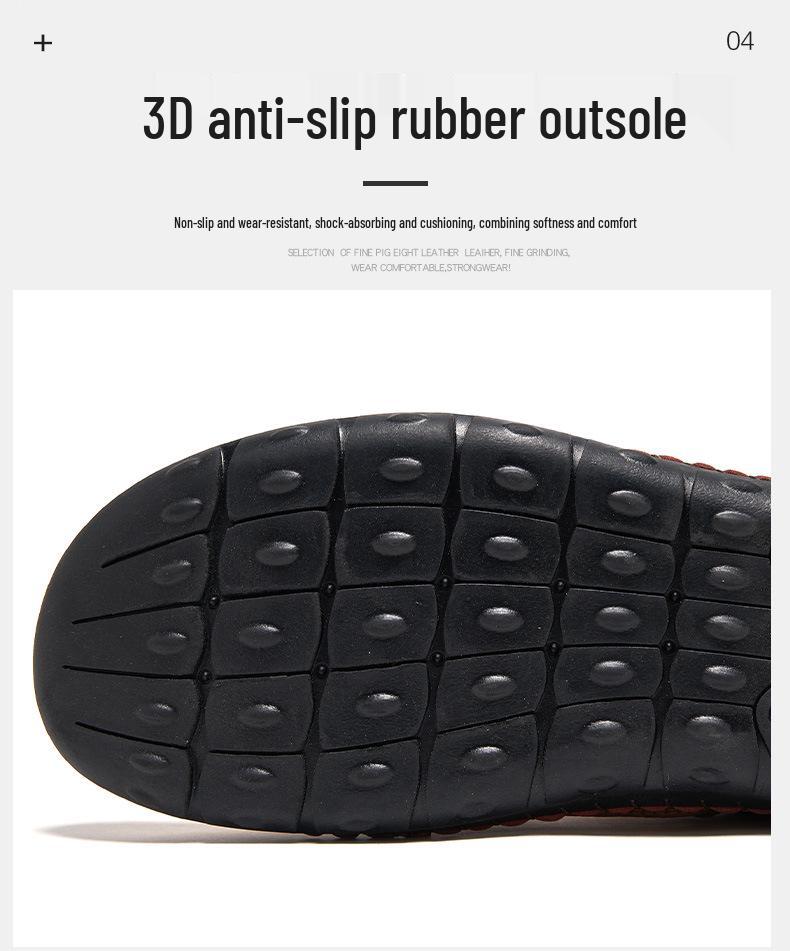 2025 Plus Size Hand-stitched Men's Leather Slip-on Casual Low-top Shoes for Spring