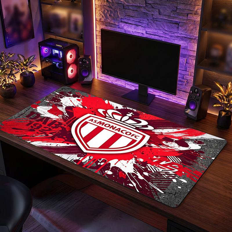 Tappetino Mouse Tema Monaco FC, Design Logo Calcio Tappetino Scrivania Gaming XXL Antiscivolo per Mouse del Computer