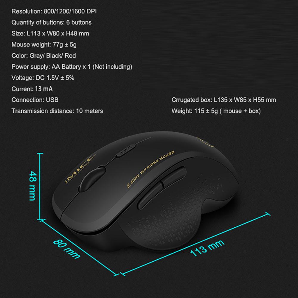 2.4GHz Wireless Optical Mice PC Gaming Mouse 6 Buttons & USB Receiver for Laptop