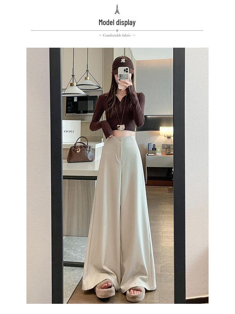 Women's 2026 Spring/Summer Wide-Leg High-Waisted Drape Straight Pants