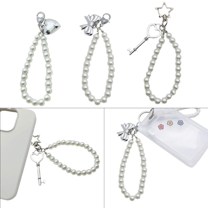 Delicate Hangings Pendant Decoration Fashionable Keychain Pendant Pearls Rings Phone Accessory Chic Purse Hangings