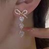 Brincos de Tarraxa Longos com Franjas e Zircônia em Forma de Laço para Mulheres Moda Personalizada Acessório Diário Festa Aniversário Presente