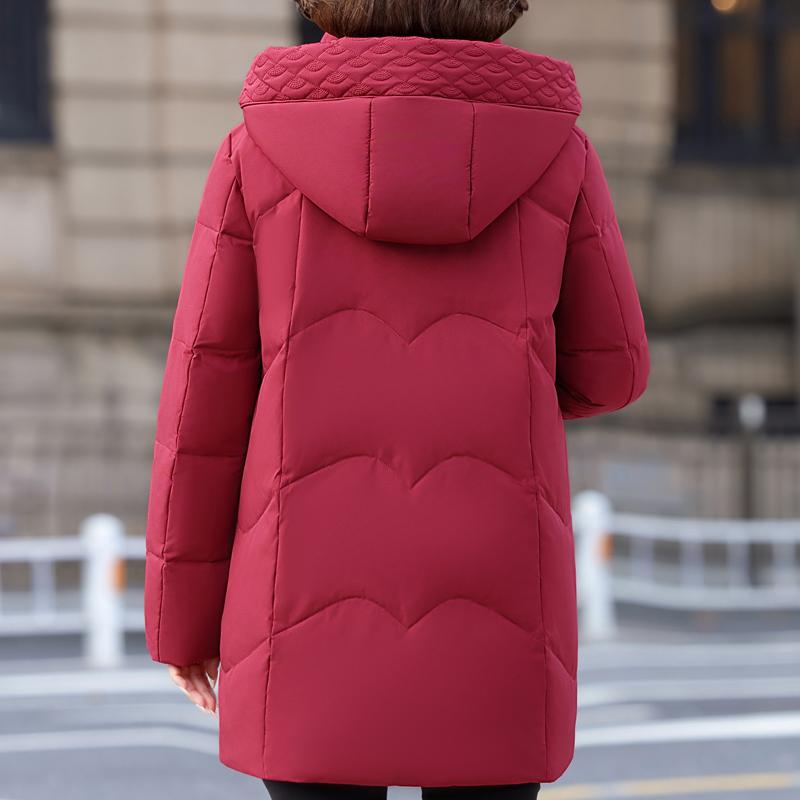 Middle Age Women Winter Down Coats Vintage Parkas Hooded Plus Size Elegant Thick Warm Down Jackets Woman Outerwears