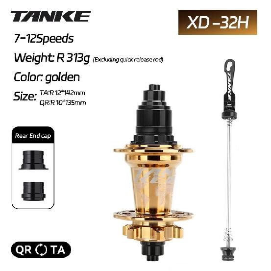 TANKE 120 Click MTB Hub 6 Bearing 32 36 Holes Mountain Bike Front Rear QR Thru-axle Exchange Bicycle Disc Brake Hubs HG MS TH390
