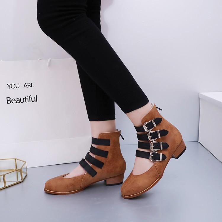 

2025 new spring and autumn new product belt buckle shallow mouth versatile single shoes women s 40-47 short boots single shoes non-slip women s shoes 39 коричневый