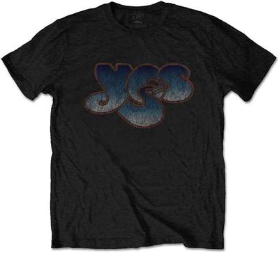 Yes T Shirt Vintage Band Logo Distressed Official Mens Black