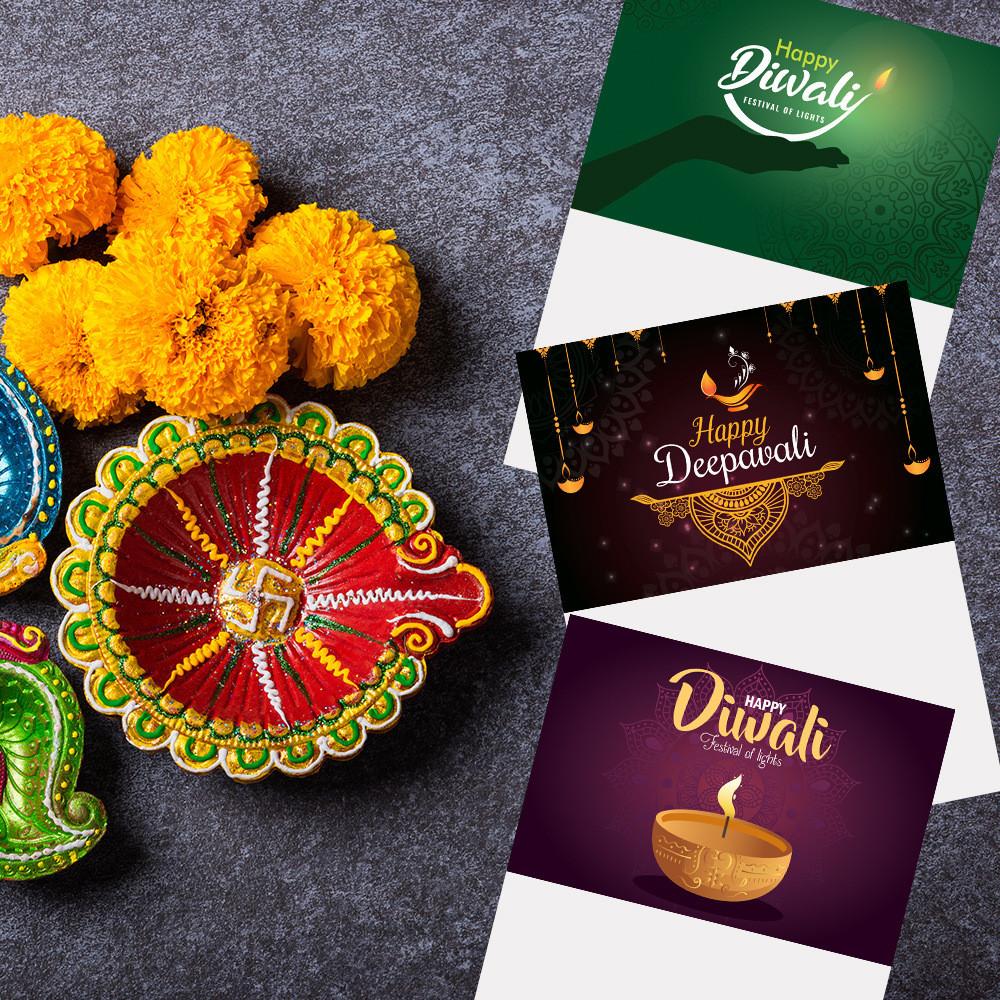 Diwali Celebration Greeting Card Bundle With Envelopes And Decorative Stickers For Festive Events