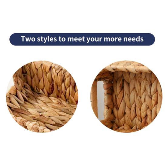 1/2Pcs Storage Basket with Handle Sturdy Structure Large Capacity Strong Load-bearing Hand-Woven Scalloped Edge Wicker Baskets