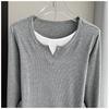 Look Due Pezzi da Donna Taglie Forti Maglietta a Maniche Lunghe - Stile Europeo Modellante, Perfetta per Primavera/Autunno