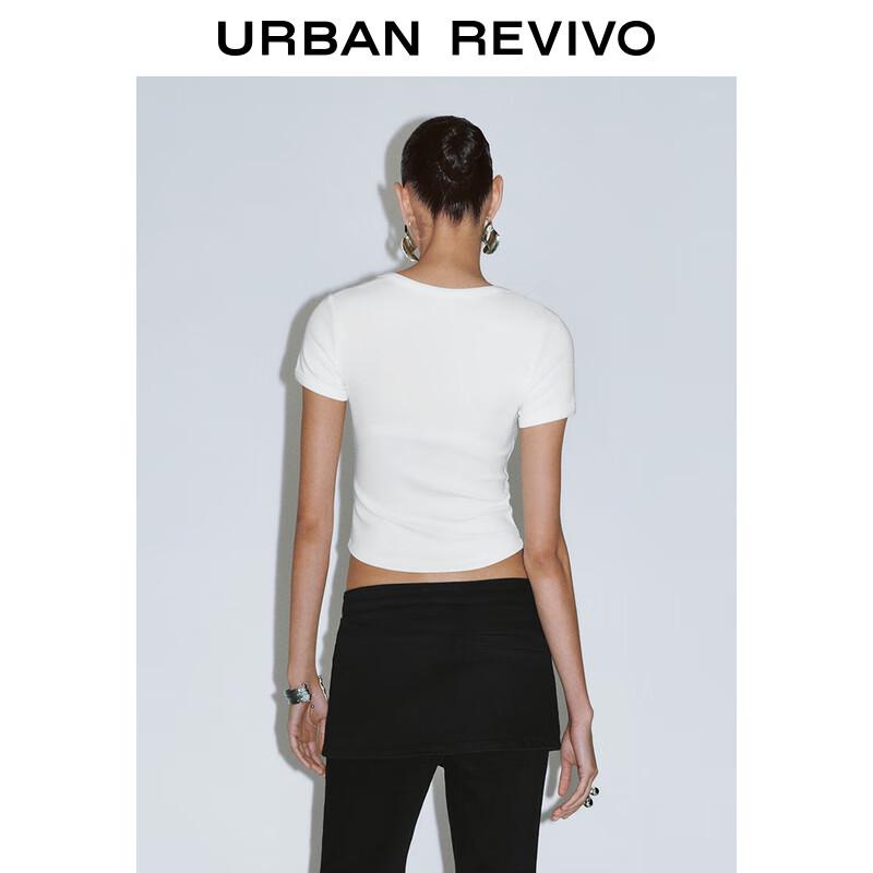 UR Women's Slim Fit Double Zipper U-Neck T-Shirt