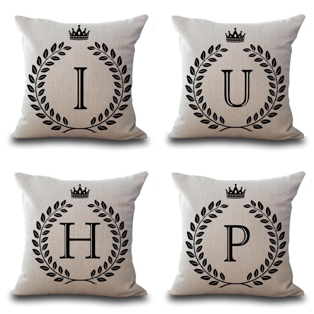 Stylish 26 Letter Cotton Linen Cushion Cover Pillow Case For Home Sofa Decor 18 Inch