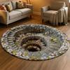 Visual Hole Round Carpet Spring Flower Bird Plant Anti Slip Door Mat Living Room Bedroom Kitchen Decoration Carpet