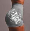 Seamless High-Waist Yoga Shorts - Women's Elastic Wolf Head Design