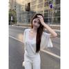 Lazy wind loose V-neck short-sleeved T-shirt women's large size bottoming shirt bat-sleeved blouse waist versatile solid color top