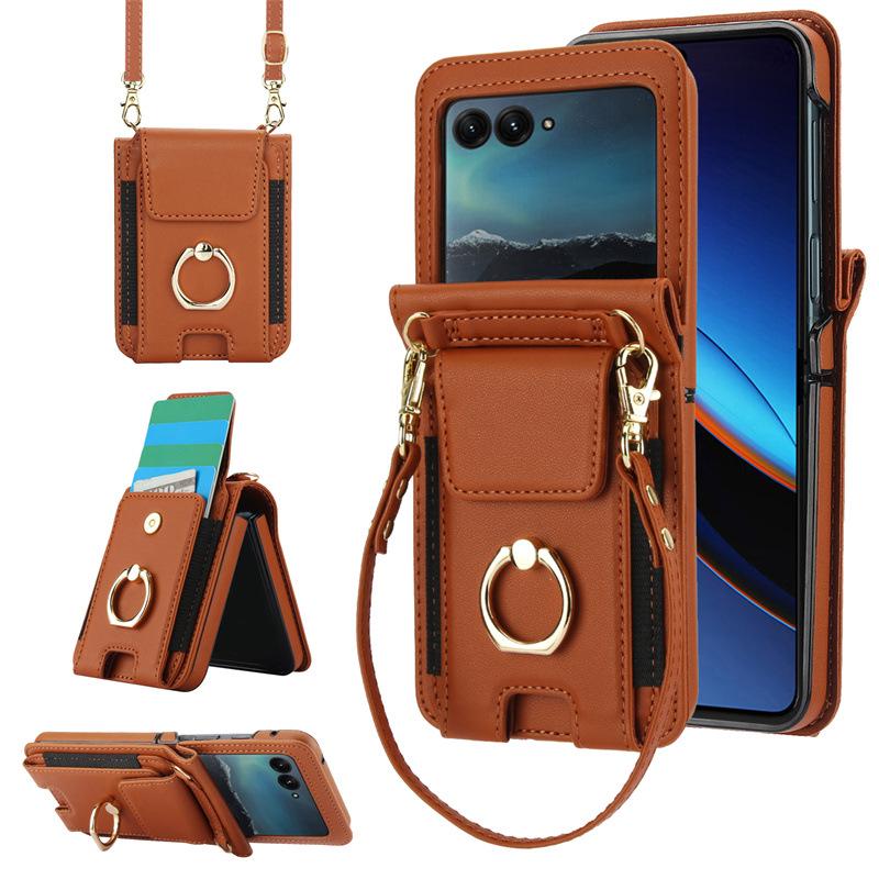 Samsung Z Flip7/6/5 Crossbody Protective Case with Card Slot & Folding Ring Stand