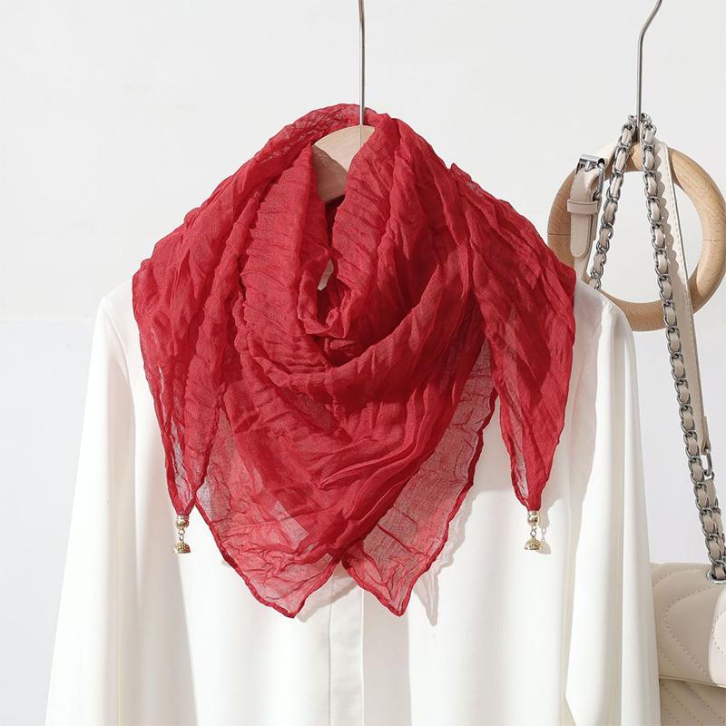Women Scarf for Women Fashion Square Scarf Bohemian With Magnetic Buckle Casual Long Pleated Outings