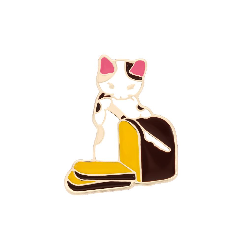 Funny Cat Brooch Play Music Drink Water Kitty Cartoon Animal Enamel Pins Bag Clothes Lapel Pin Cute Badge Jewelry Gift for Kids