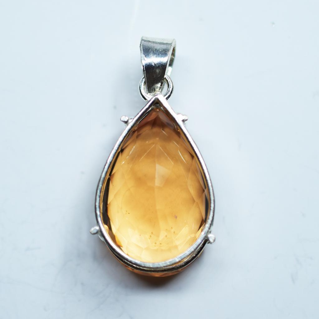 75.90 Honey Topaz Pendant Lab Created 925 Sterling Silve Gemstone CERTIFIED my-369-k