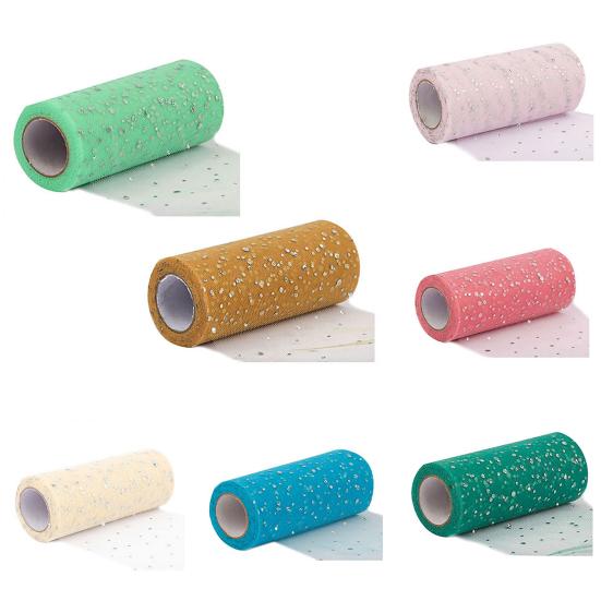 1 Roll Glitter Trimming Tulle Roll No Odor Net Yarn Wreath Decorations Sheer Ribbon for Indoor