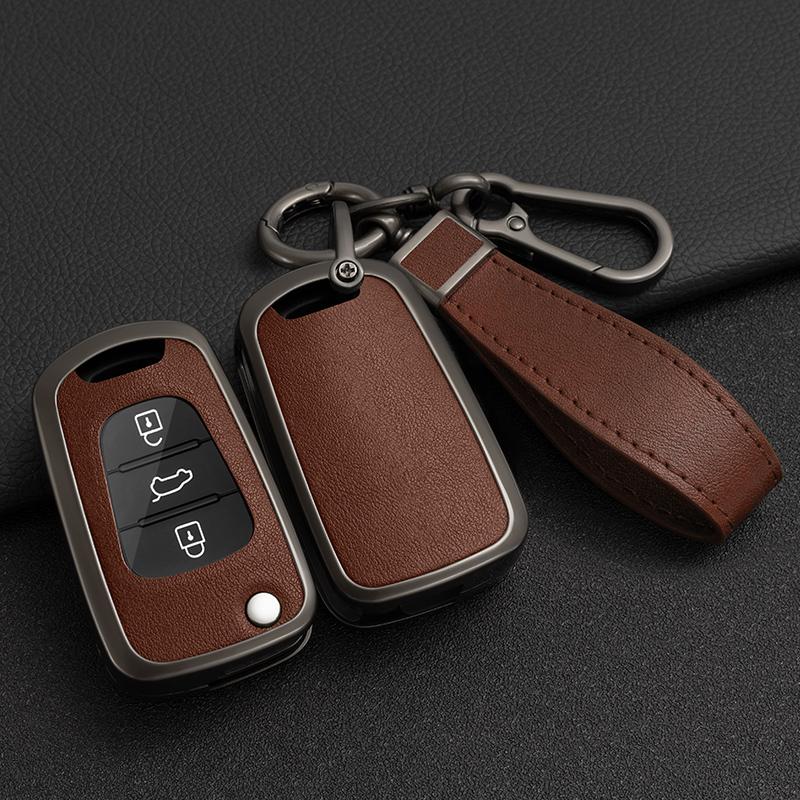 Zinc Alloy +Leather Car Key Case For Hyundai I20 I30 Ix20 Ix25 Ix35 Elantra Accent For KIA Rio 3 Soul Optima Ceed Pro K5 Pride