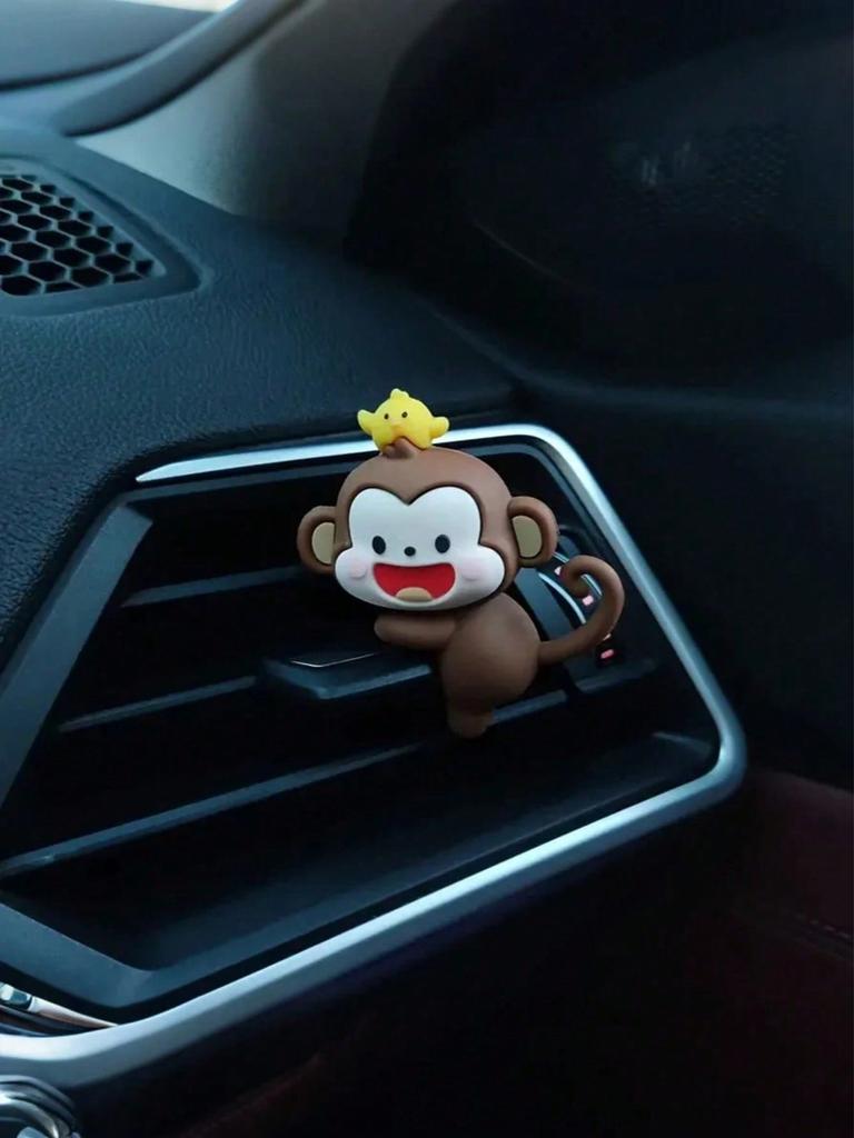 Adorable Mini Monkey Car Ornament - TPU, Fits Rearview Mirror & Dashboard Decor