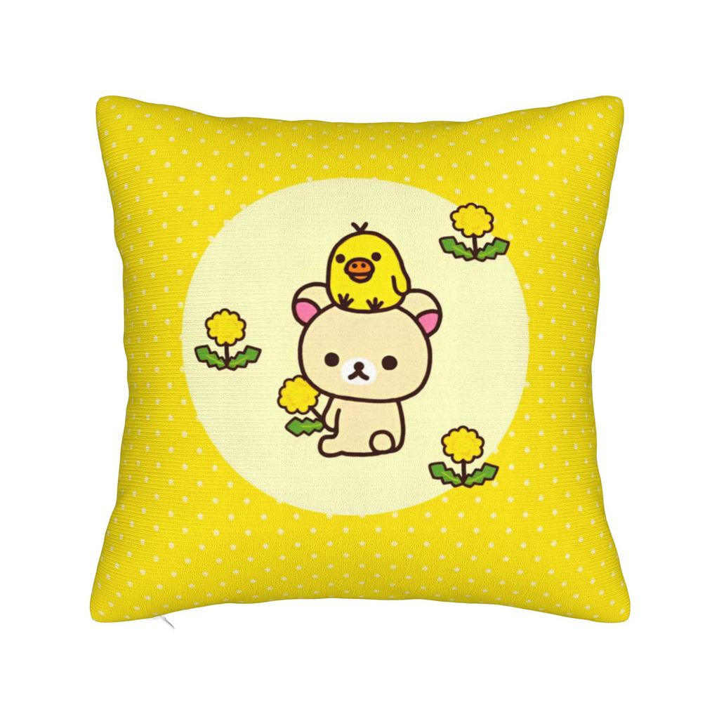 Rilakkumas Cartoon Square Pillow Covers Polyester Home Cushion Cover Funny Decorative Throw Pillow Case 4040