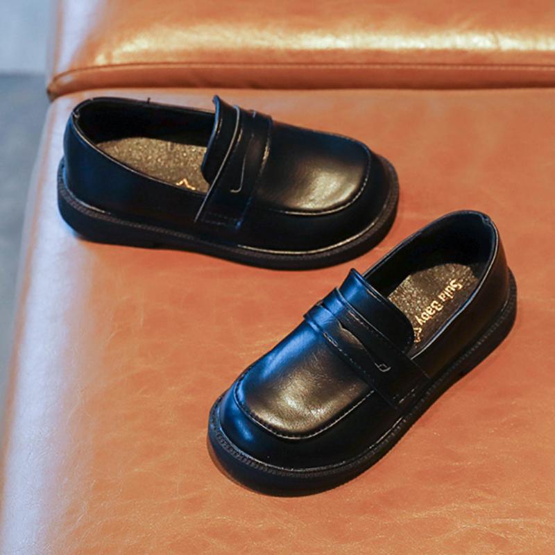Children's Leather Shoes Spring Autumn Causal Black School Girl Shoes Non-slip PU Kids Causal Boys Formal Uniform Flat Loafers