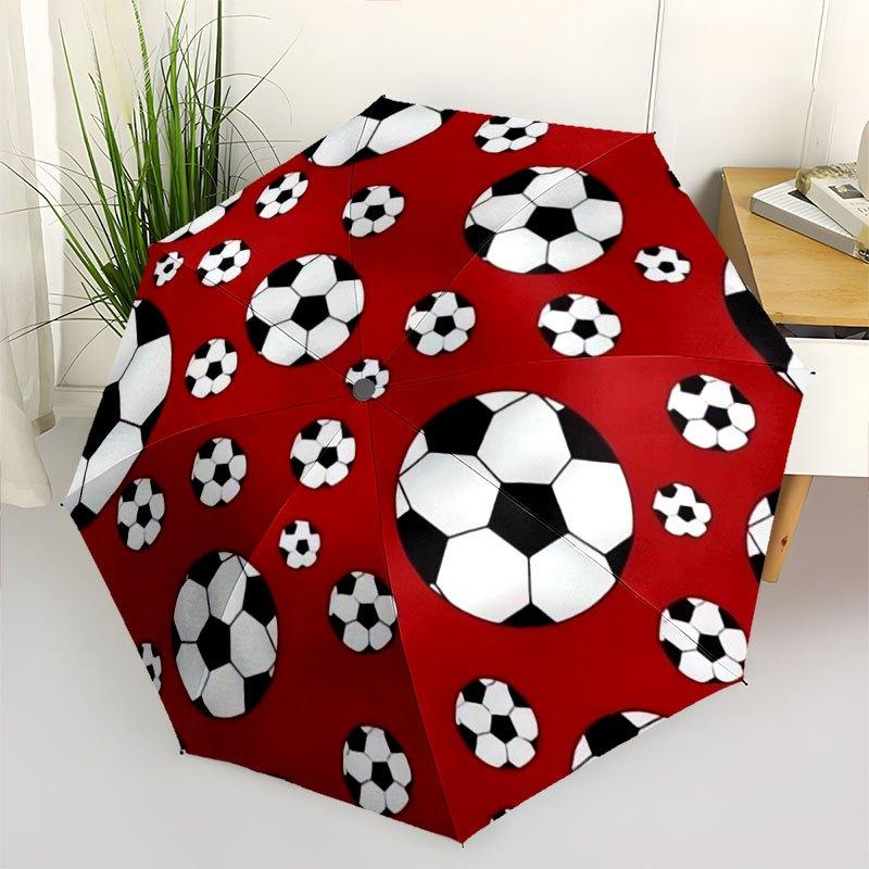 1pc Automatic Open/Close Umbrella with Soccer Ball Pattern - Lightweight Portable Travel Umbrella, Auto Open Close, Compact Fo