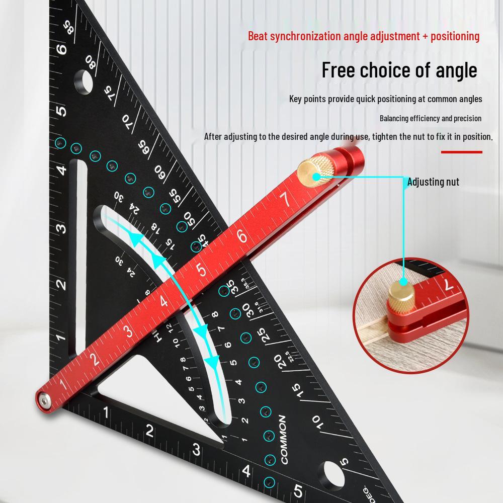 Aluminum Alloy Woodworking Multi-Functional Triangle Ruler with Sliding Rod