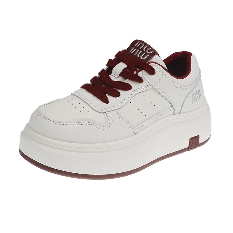 

Women s Casual Sports Shoes 2025 Trend New Comfortable Thick Sole Simple Solid Color Brand Designer Daily Versatile Womens Shoes 40 красный