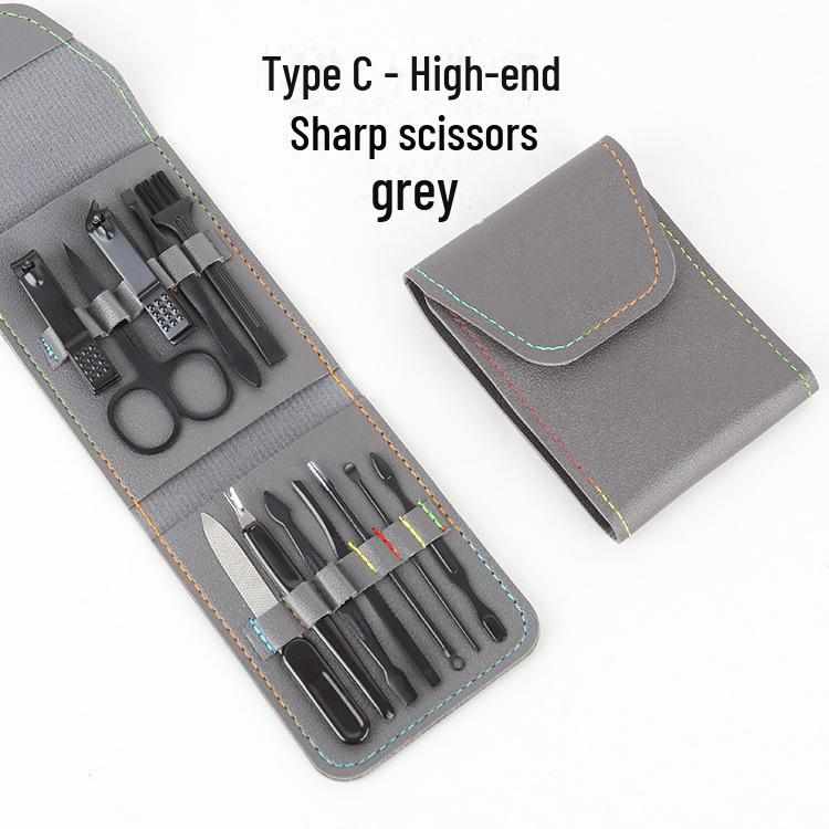 

Черный набор из 12 кусачек для ногтей с возможностью нанесения индивидуального логотипа для домашнего ухода и маникюра. Type C серый