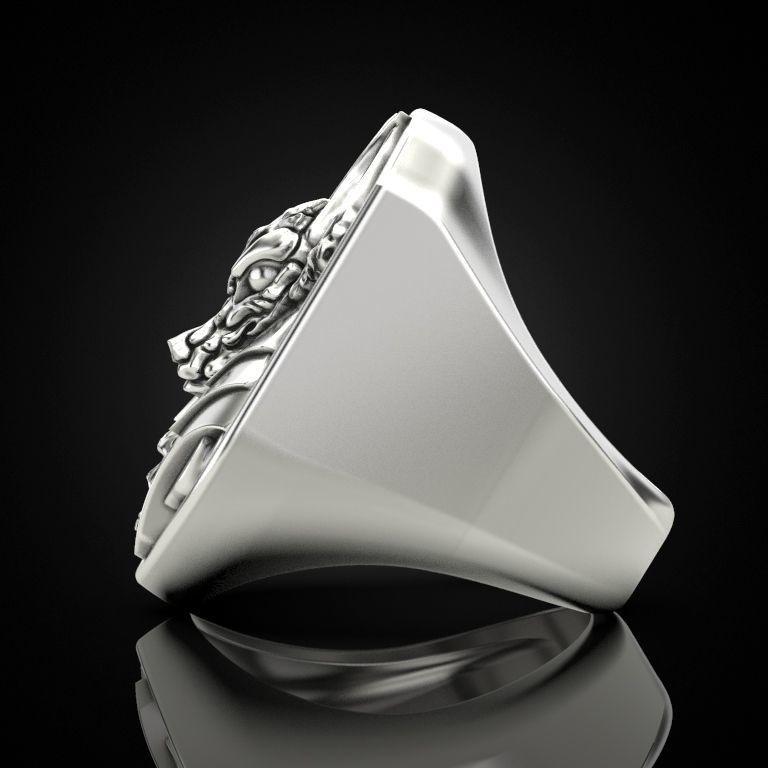 Zhenrong Anubis 18k Gold-Plated Men's Ring - Creative Ancient Egyptian Mythology Design with Jackal Head and Human Body.