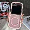Stylish Big Wave Magnetic Matte Case For Samsung Galaxy Z Flip 3 4 5 6 5G ZFlip5 Flip6 5G Translucent Frosted Back Cover Funda