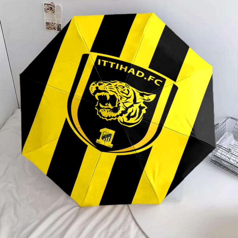 1 PC Automatic Folding Umbrella - Alittihad Club Pattern Portable Foldable Design With 8 Ribs Christmas Birthday Gifts