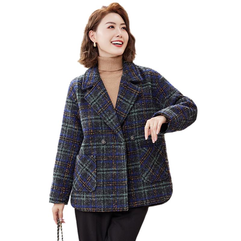 Yuzhaolin Women s Mid-Aged Wool Blend Cardigan Coat XL (110-120 jin)
