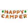 Outdoor Camping Tent Decoration Pull Flag Happy Camper Banner Latte Wild Bear Torch Hanging Strip Custom