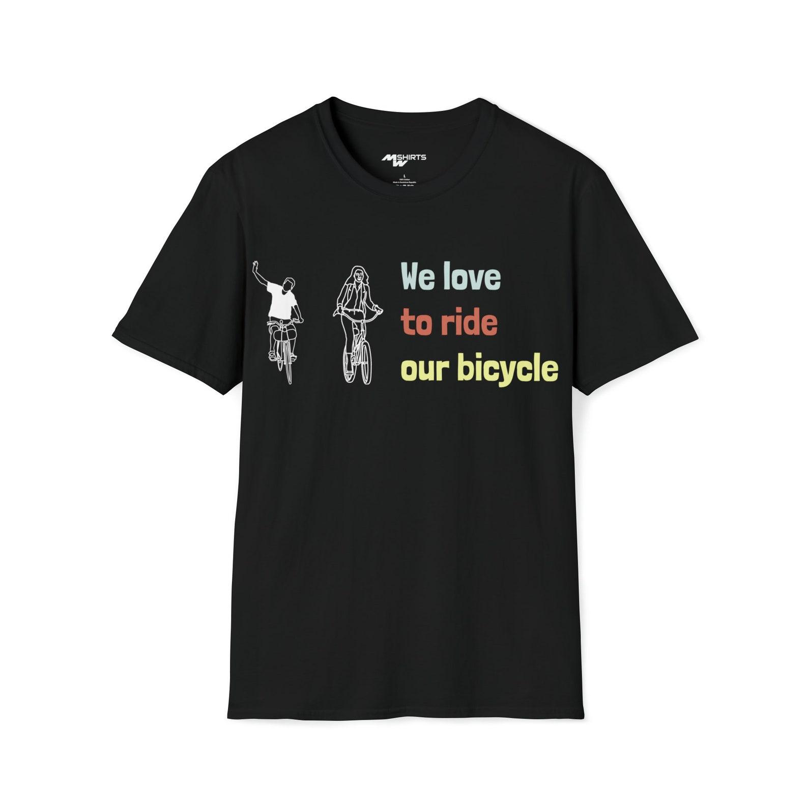 We Love to Ride Our Bicycle - Couple s Cycling Tee/ Unisex Softstyle T-Shirt L