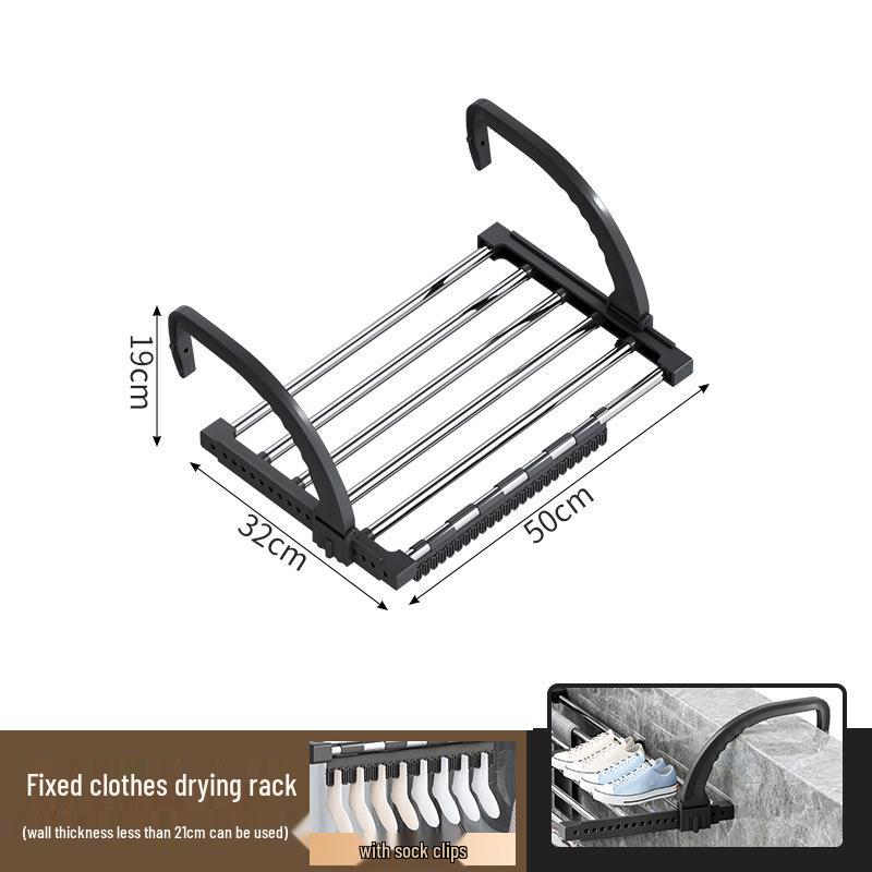 Telescopic Punch-Free Clothes & Shoe Drying Rack for Window Railings and Balcony