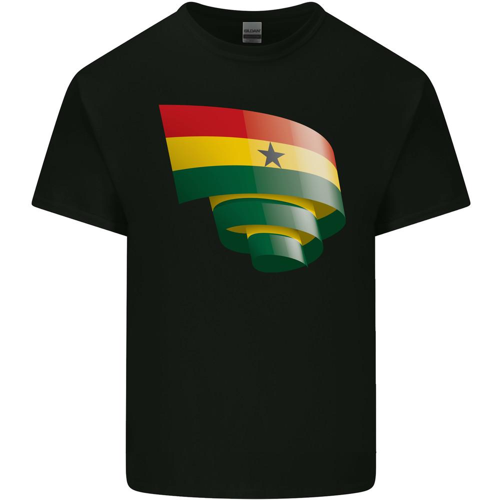 

Curled Ghana Flag Ghanaian Day Football Mens Light Cotton T-Shirt 4XL