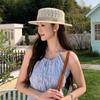 Sun Protection Straw Boater Hat Lightweight Flat Top Beach Hat Handwoven Sun Cap  Garden Tea Party