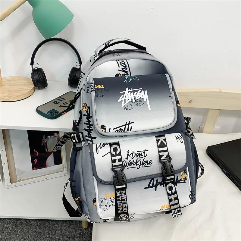 Spot Graffiti Streetwear Lightweight Backpack for Students & Casual Use